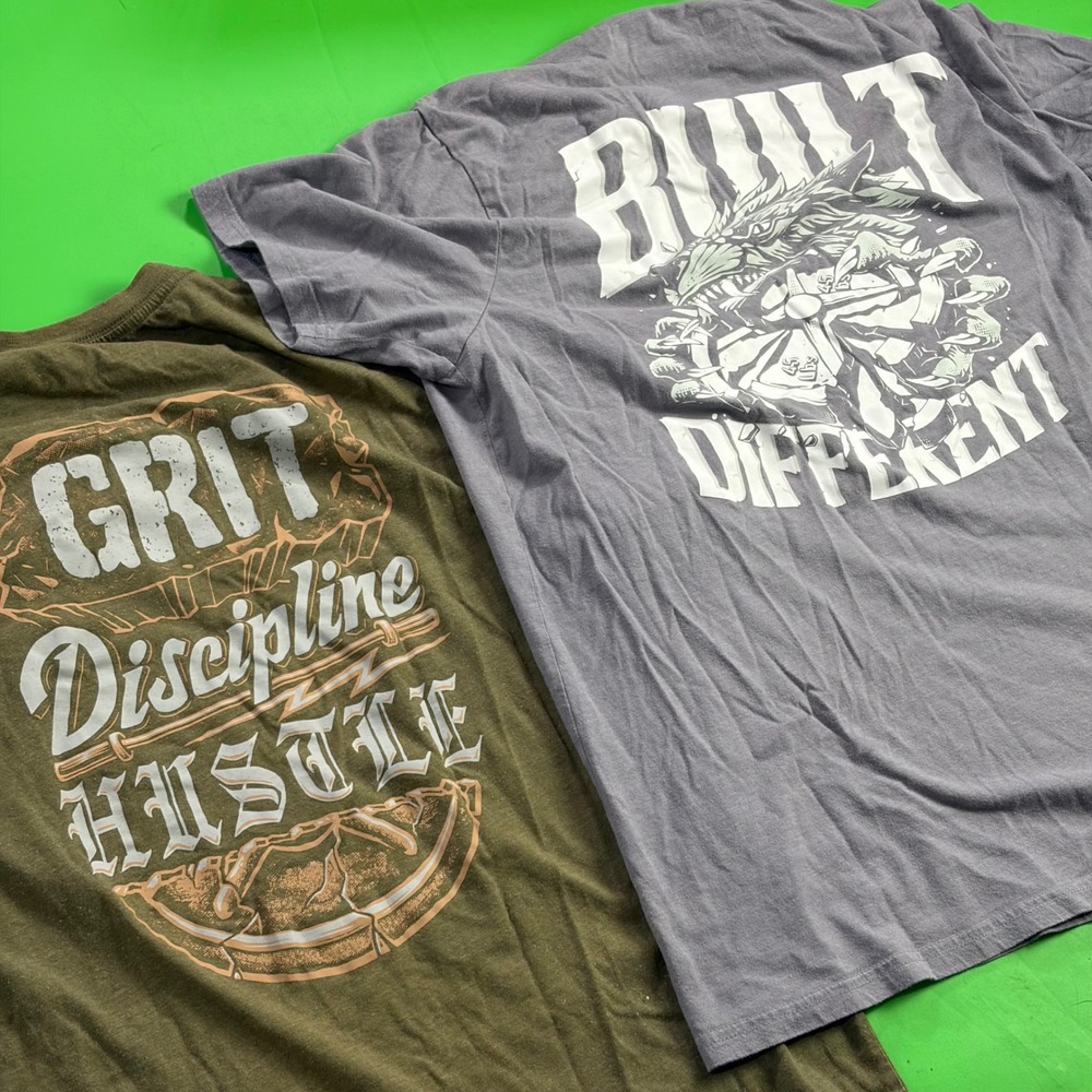 Lift Box Graphic T-Shirt Bundle Mens M Green/Gray Gym Workout Tees